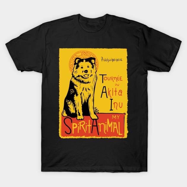 Funny Akita Cute Dog Chat Noir Mashup Art T-Shirt by Get Hopped Apparel